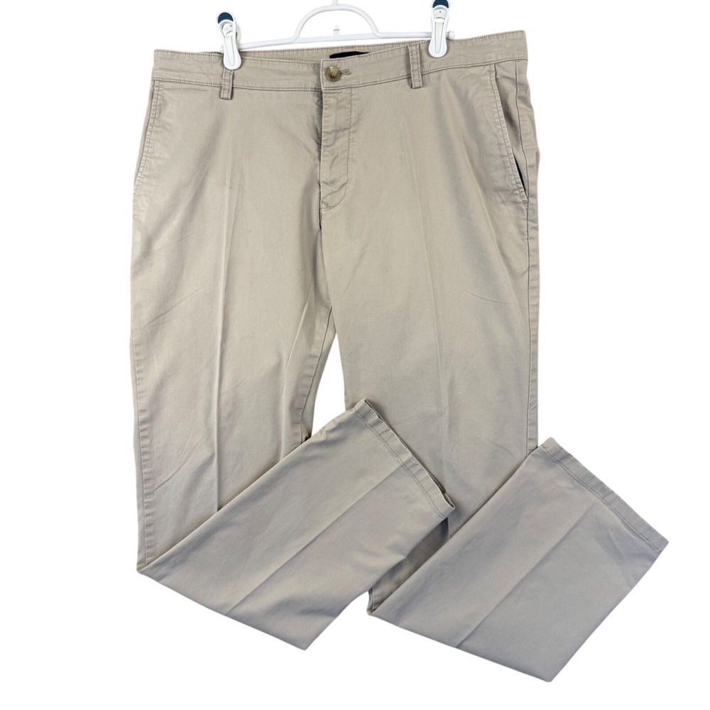 Jos.‎ A. Bank Mens Slim Fit Chino Pants Khaki Flat Front 38x32 Business Casual